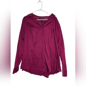 Lane Bryant Red Buttoned Long Sleeve Blouse